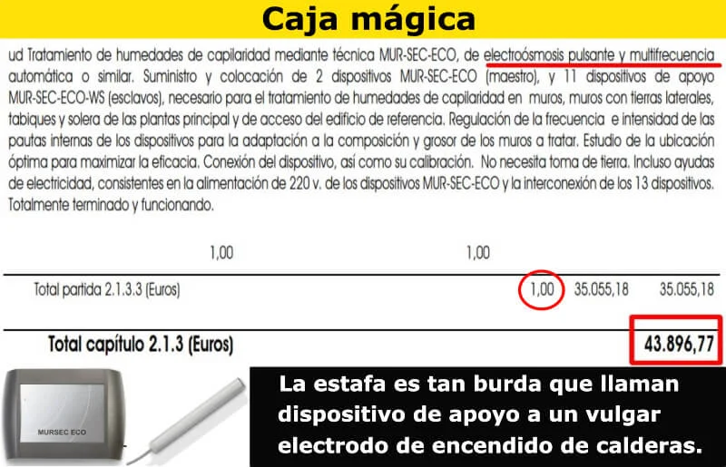 Foto estafa electroósmosis inalámbrica, estafa de 43.000 € de dinero público
