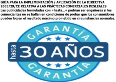 Foto falsa garantía de 30 años