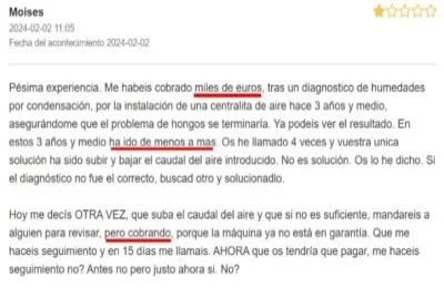 Testimonio de persona al que le han cobrado miles de euros y el problema de humedad ha ido a peor
