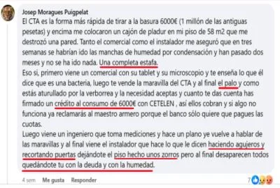 Testimonio de persona a quien le han cobrado 6.000 € por un ventilador milagrero